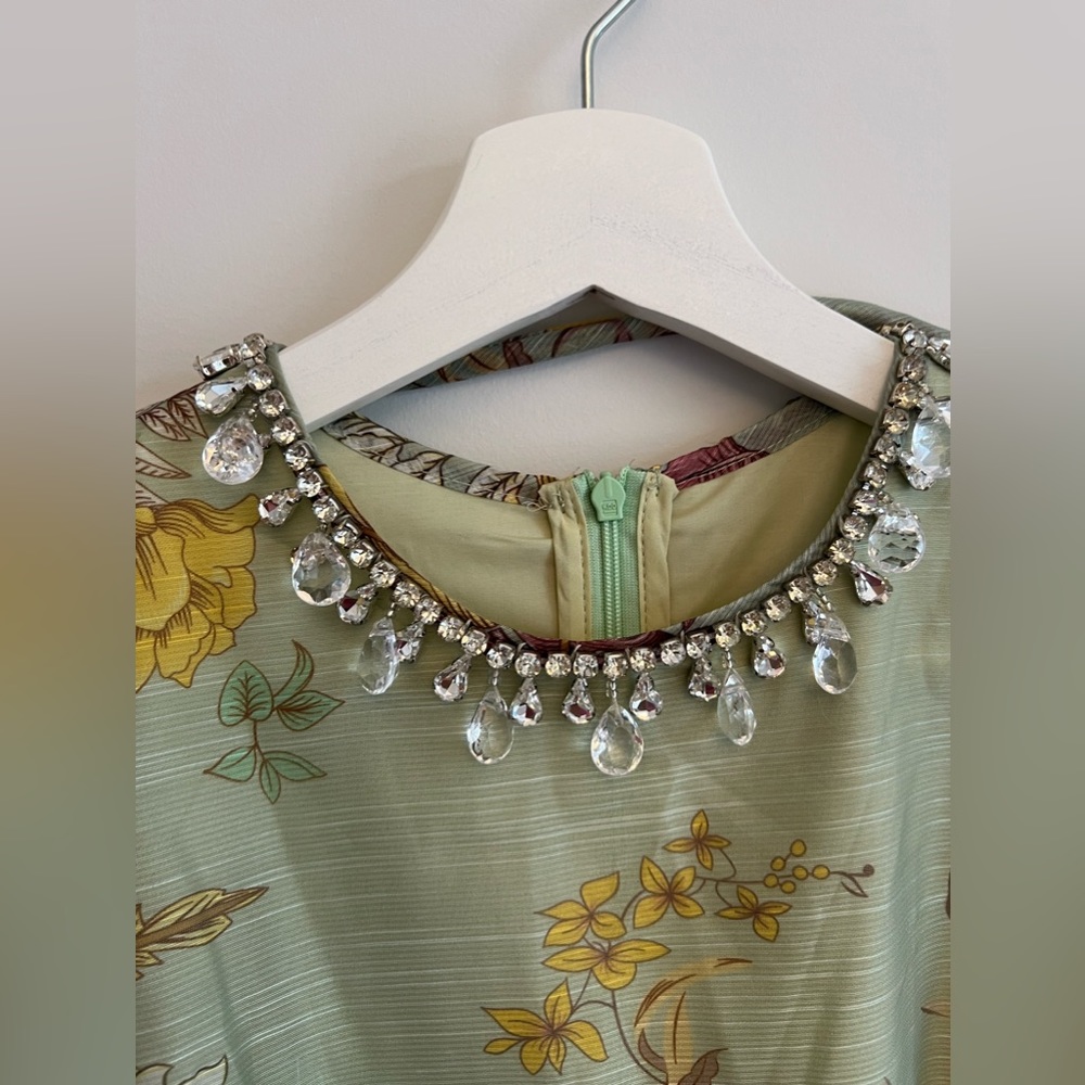 Floral green sage summer dress Small - Picture 8 of 13